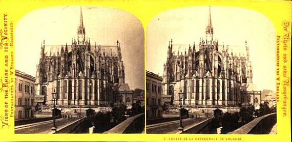 Die Rückseite des Kölner Doms als Stereographie aus dem Jahre 1867